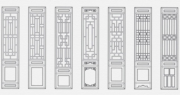 宝塔常用中式仿古花窗图案隔断设计图